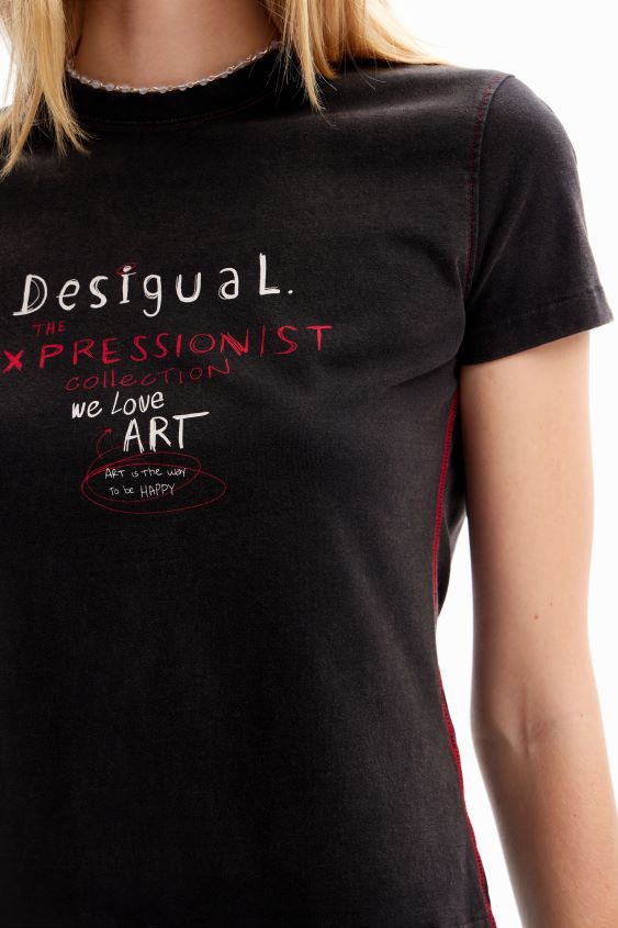 Desigual mujer camiseta ajustada con mensaje VZ26R0227 ropa