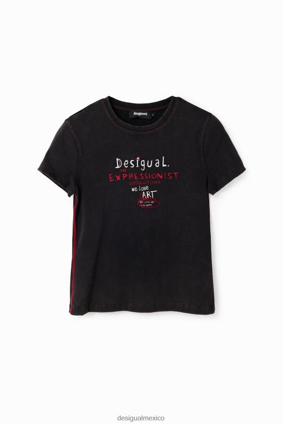 Desigual mujer camiseta ajustada con mensaje VZ26R0227 ropa