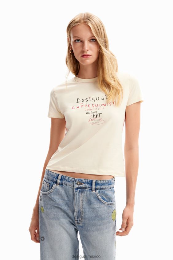Desigual mujer camiseta ajustada con mensaje VZ26R0826 ropa