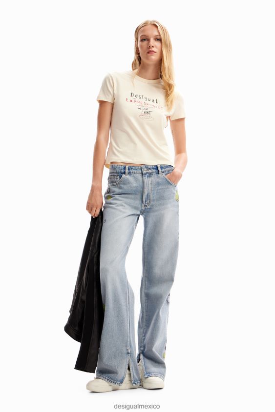 Desigual mujer camiseta ajustada con mensaje VZ26R0826 ropa