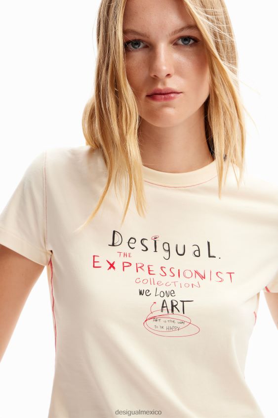 Desigual mujer camiseta ajustada con mensaje VZ26R0826 ropa