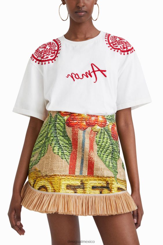 Desigual mujer camiseta con bordado stella jean VZ26R0930 ropa