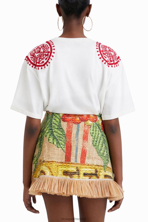 Desigual mujer camiseta con bordado stella jean VZ26R0930 ropa