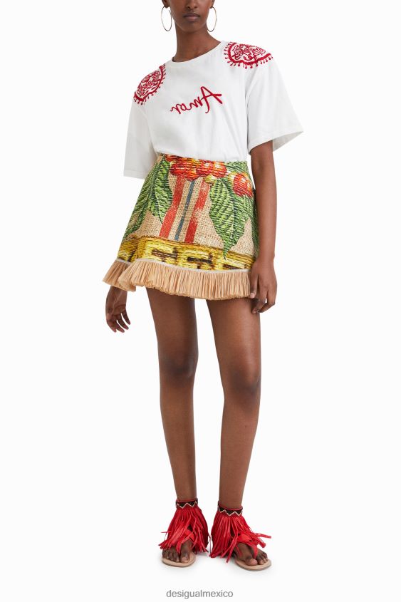 Desigual mujer camiseta con bordado stella jean VZ26R0930 ropa