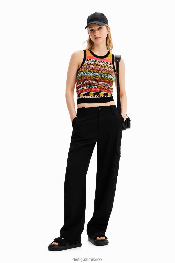 Desigual mujer camiseta con bordes tejidos VZ26R0429 ropa