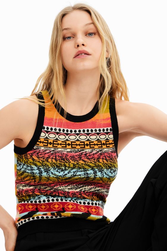 Desigual mujer camiseta con bordes tejidos VZ26R0429 ropa