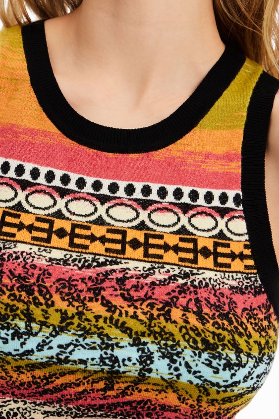 Desigual mujer camiseta con bordes tejidos VZ26R0429 ropa