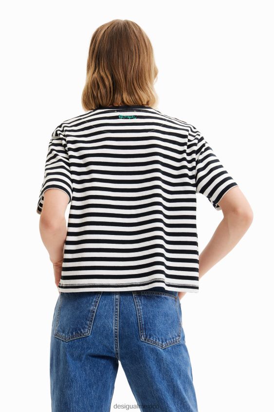 Desigual mujer camiseta con cara artística a rayas VZ26R01021 ropa