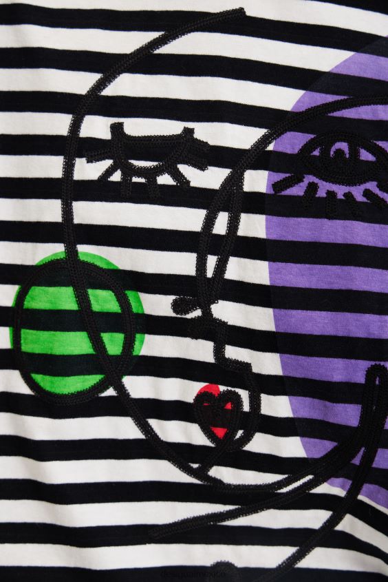 Desigual mujer camiseta con cara artística a rayas VZ26R01021 ropa