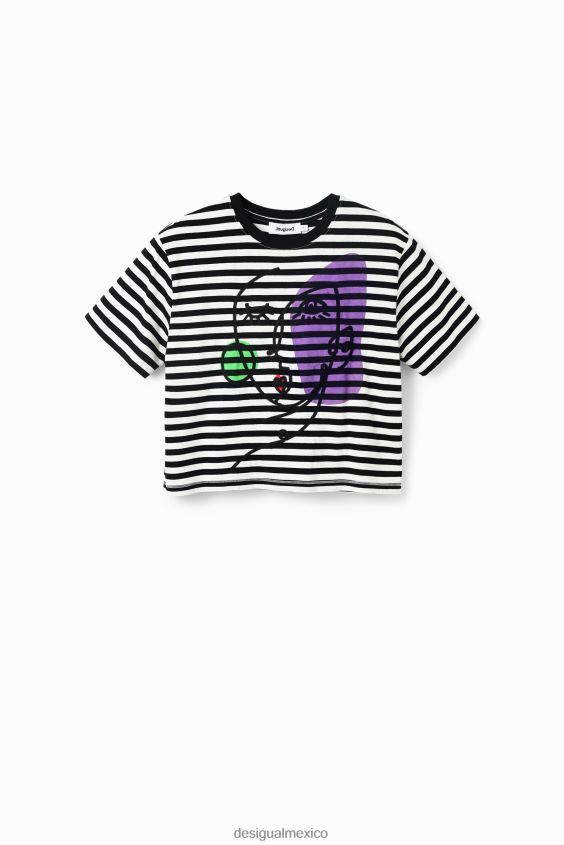 Desigual mujer camiseta con cara artística a rayas VZ26R01021 ropa