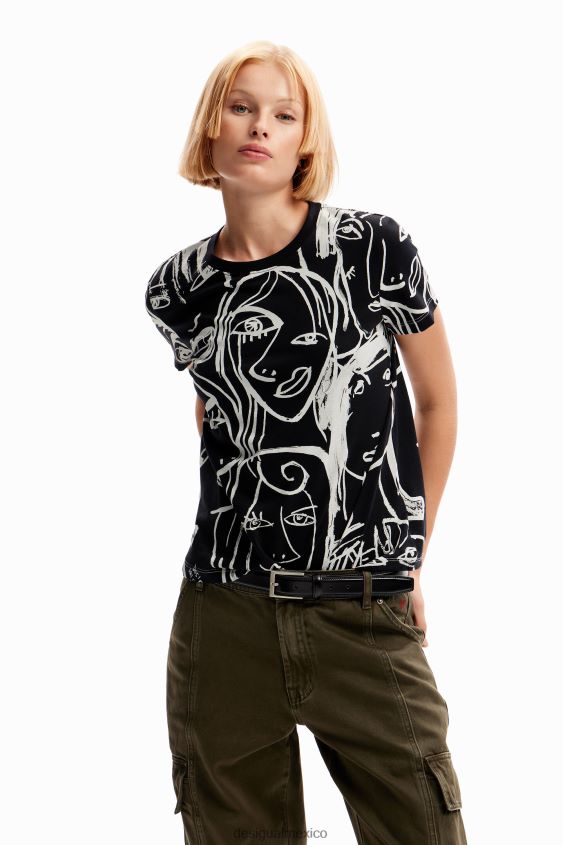 Desigual mujer camiseta con cara en contraste VZ26R0130 ropa