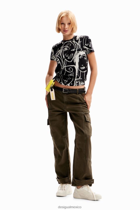 Desigual mujer camiseta con cara en contraste VZ26R0130 ropa