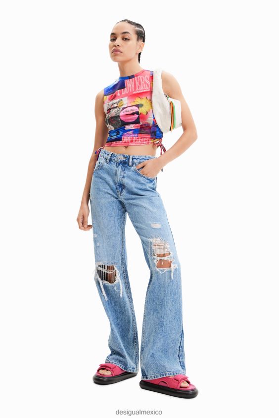 Desigual mujer camiseta con collage fruncido VZ26R0578 ropa