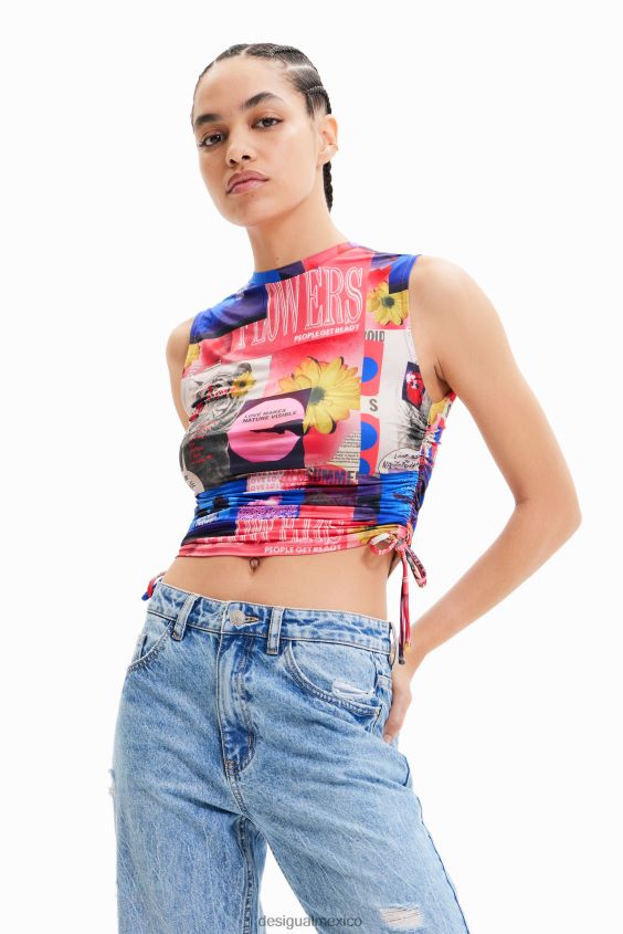 Desigual mujer camiseta con collage fruncido VZ26R0578 ropa