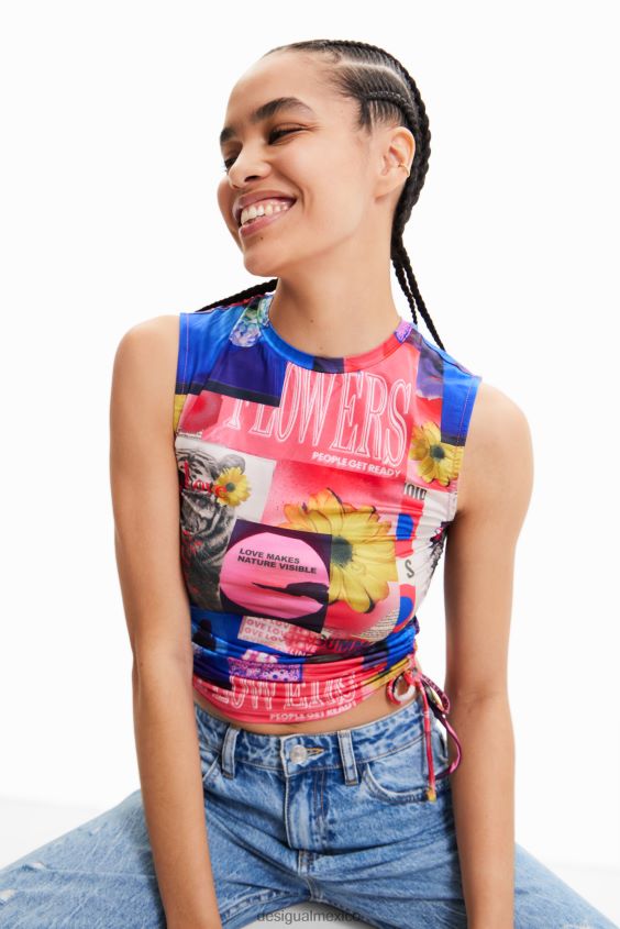 Desigual mujer camiseta con collage fruncido VZ26R0578 ropa