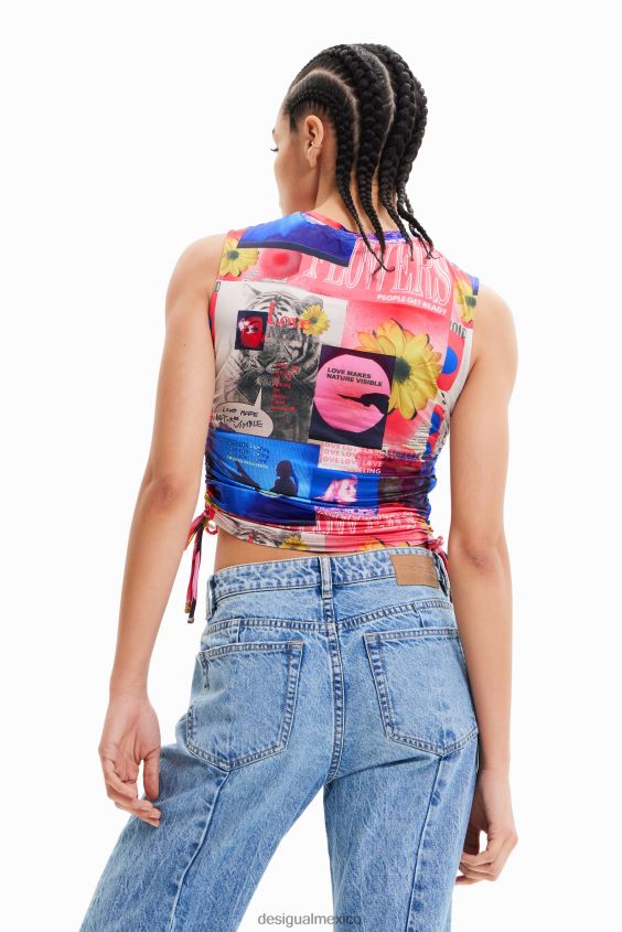 Desigual mujer camiseta con collage fruncido VZ26R0578 ropa