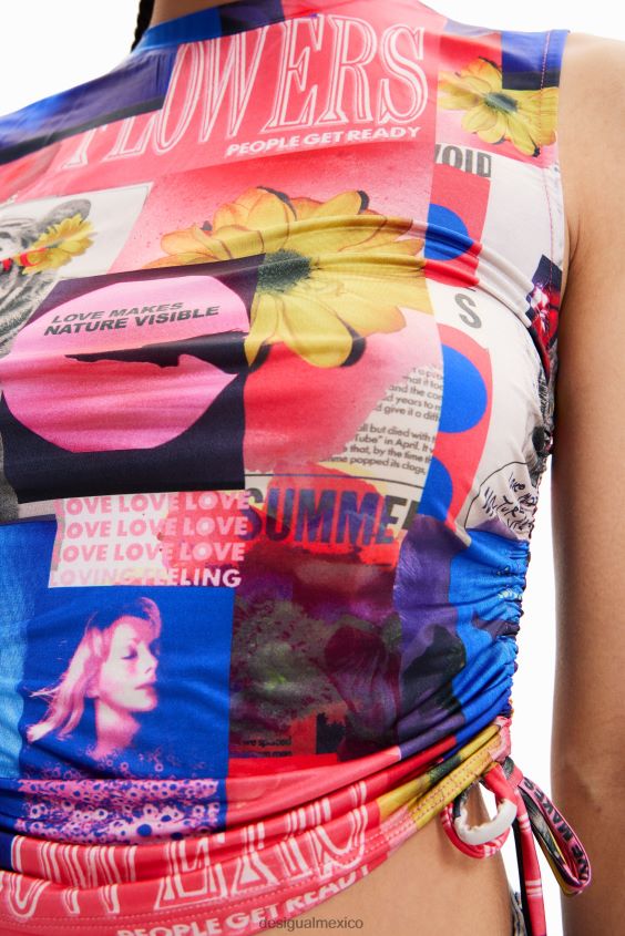 Desigual mujer camiseta con collage fruncido VZ26R0578 ropa