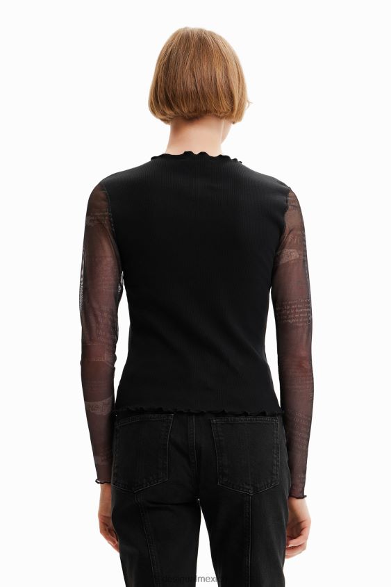 Desigual mujer camiseta con combinación de corazones y aberturas VZ26R0369 ropa