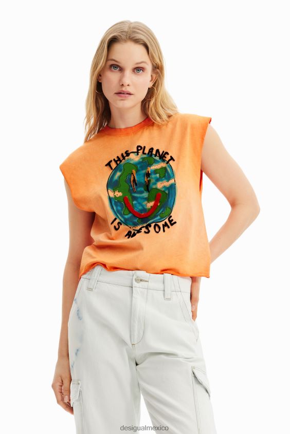 Desigual mujer camiseta con efecto lavado Planet VZ26R0409 ropa