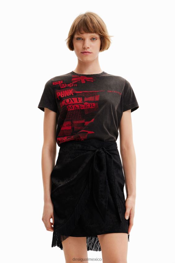 Desigual mujer camiseta con efecto periódico lavado VZ26R01004 ropa