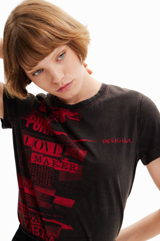 Desigual mujer camiseta con efecto periódico lavado VZ26R01004 ropa