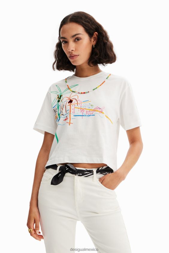 Desigual mujer camiseta con ilustración de collar VZ26R0606 ropa