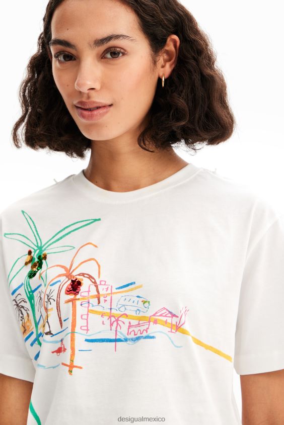 Desigual mujer camiseta con ilustración de collar VZ26R0606 ropa