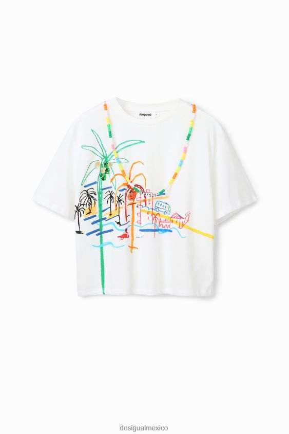 Desigual mujer camiseta con ilustración de collar VZ26R0606 ropa
