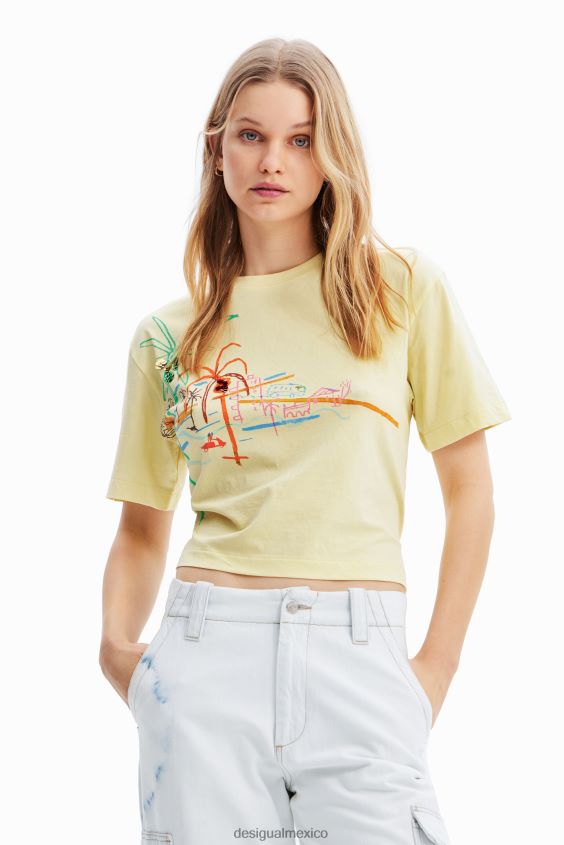 Desigual mujer camiseta con ilustración de collar VZ26R0776 ropa