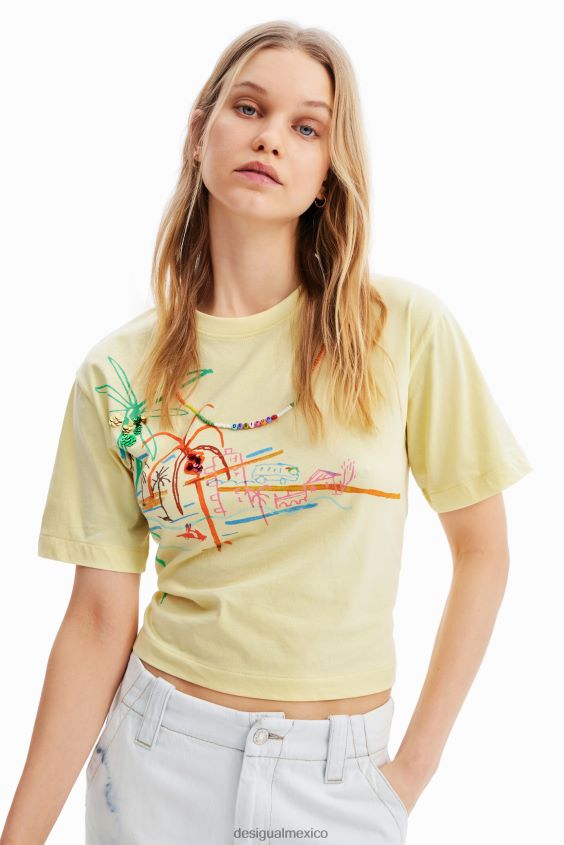 Desigual mujer camiseta con ilustración de collar VZ26R0776 ropa