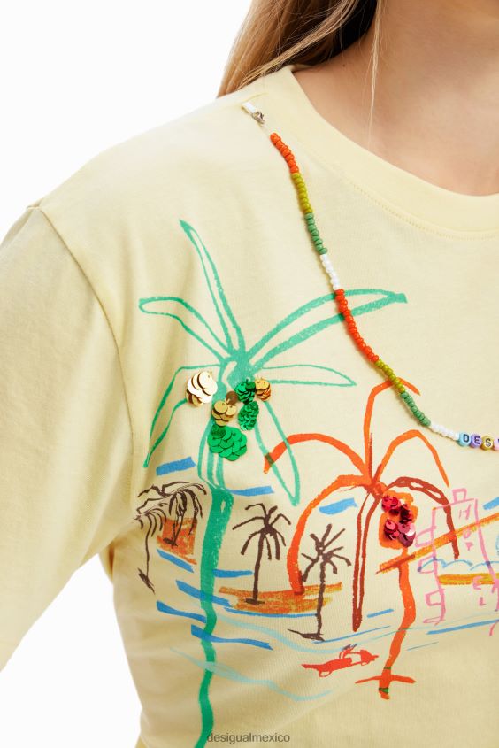 Desigual mujer camiseta con ilustración de collar VZ26R0776 ropa