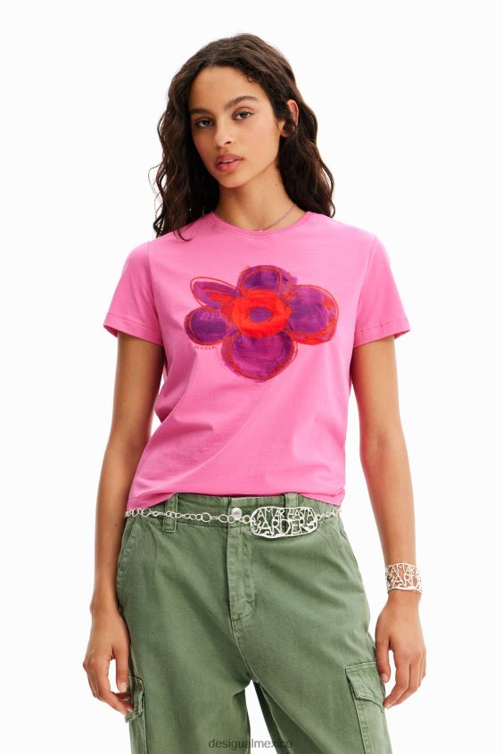 Desigual mujer camiseta con ilustración de flores VZ26R08 ropa