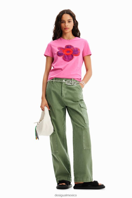 Desigual mujer camiseta con ilustración de flores VZ26R08 ropa
