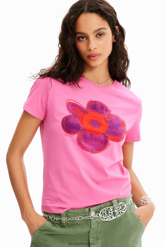 Desigual mujer camiseta con ilustración de flores VZ26R08 ropa
