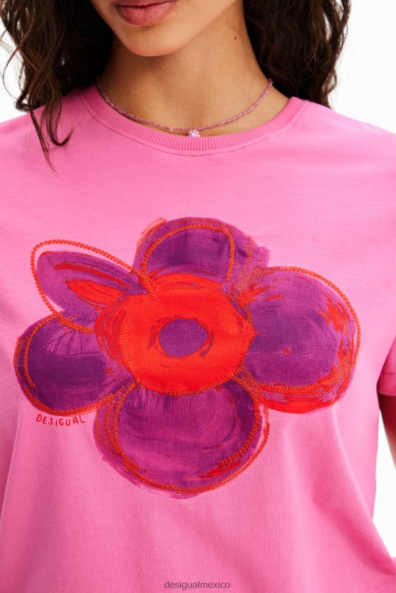 Desigual mujer camiseta con ilustración de flores VZ26R08 ropa