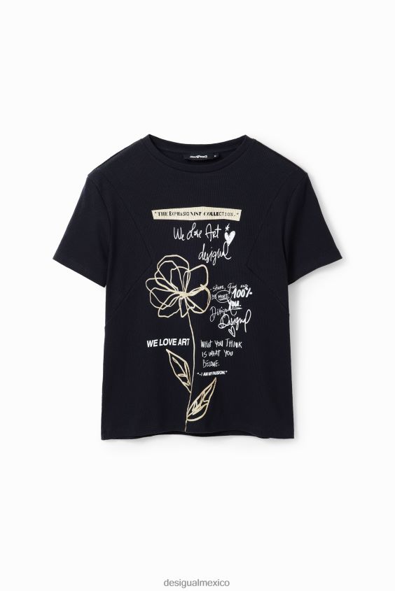 Desigual mujer camiseta con mensaje de flores VZ26R0121 ropa