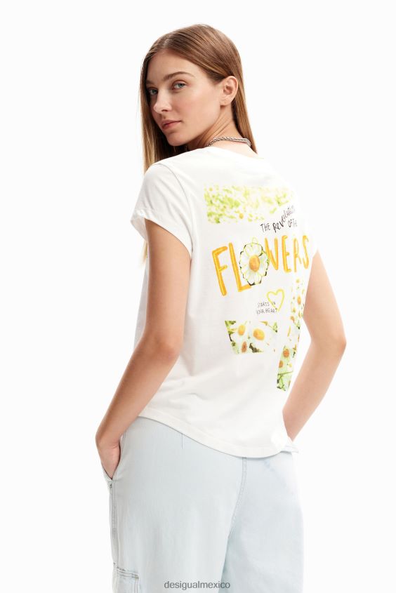 Desigual mujer camiseta con mensaje de flores VZ26R021 ropa