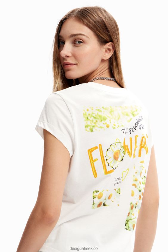 Desigual mujer camiseta con mensaje de flores VZ26R021 ropa
