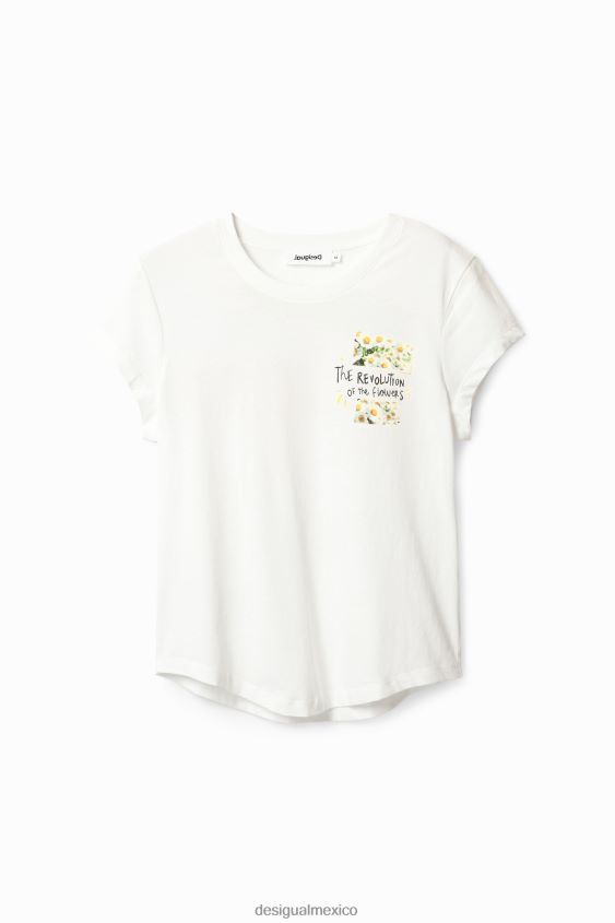Desigual mujer camiseta con mensaje de flores VZ26R021 ropa