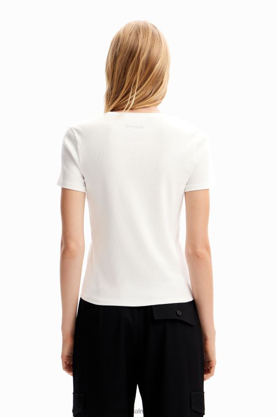 Desigual mujer camiseta con mensaje de flores VZ26R095 ropa