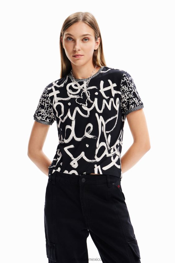Desigual mujer camiseta con mensaje en contraste VZ26R0328 ropa