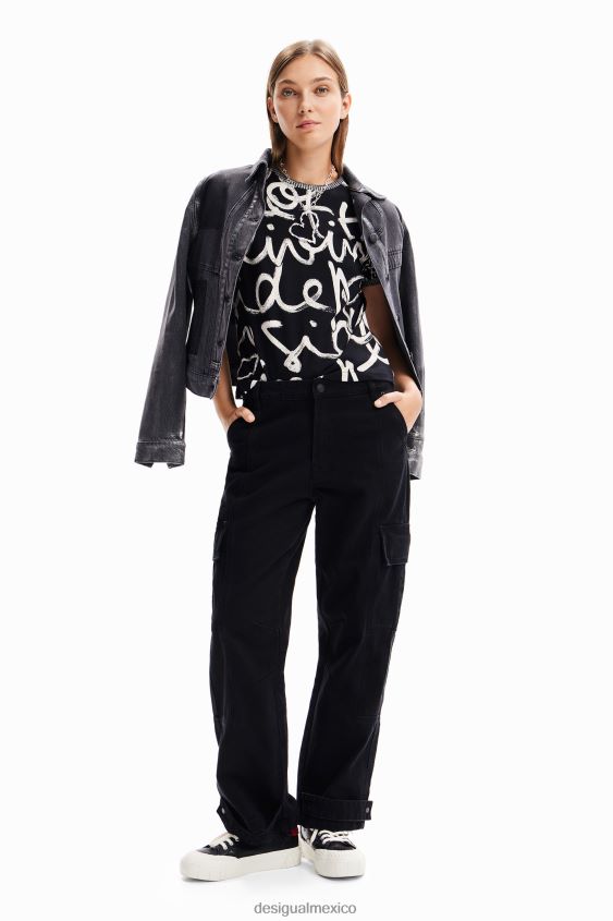 Desigual mujer camiseta con mensaje en contraste VZ26R0328 ropa
