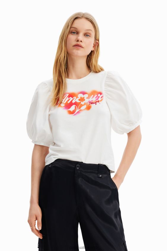 Desigual mujer camiseta con mensaje en las mangas VZ26R0298 ropa
