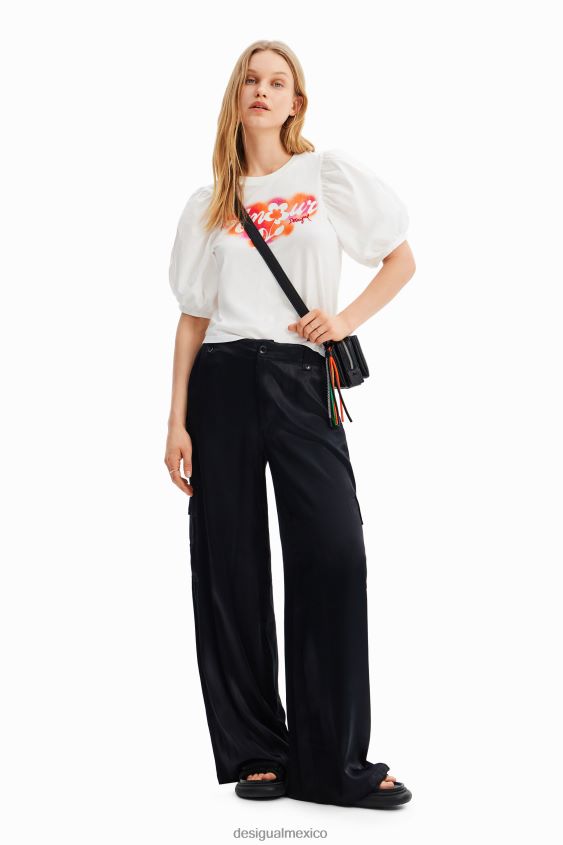 Desigual mujer camiseta con mensaje en las mangas VZ26R0298 ropa