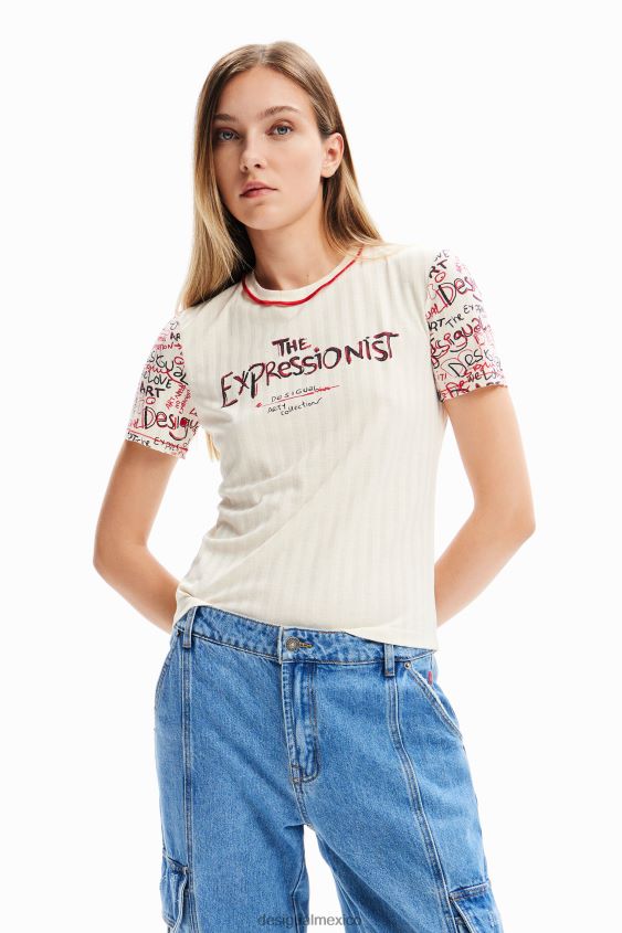 Desigual mujer camiseta con mensaje texturizado VZ26R0153 ropa