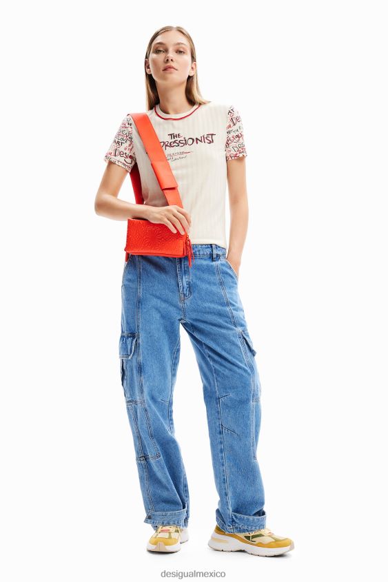 Desigual mujer camiseta con mensaje texturizado VZ26R0153 ropa