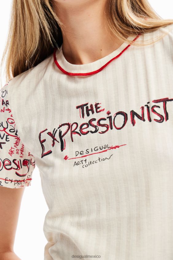 Desigual mujer camiseta con mensaje texturizado VZ26R0153 ropa