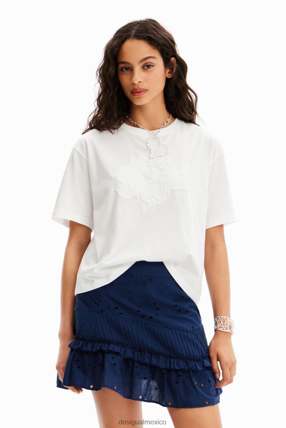 Desigual mujer camiseta con parche de flores VZ26R0142 ropa