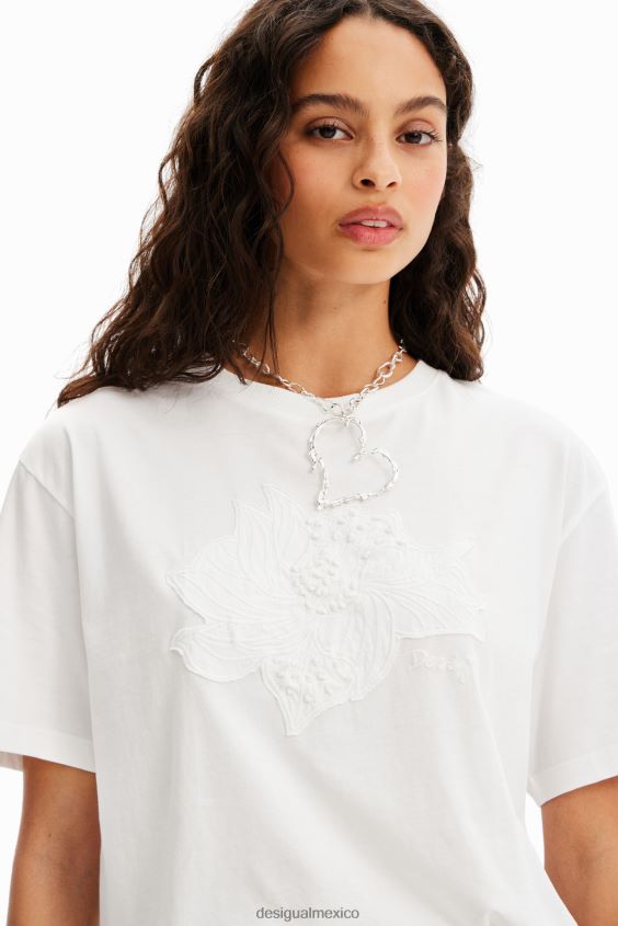 Desigual mujer camiseta con parche de flores VZ26R0142 ropa