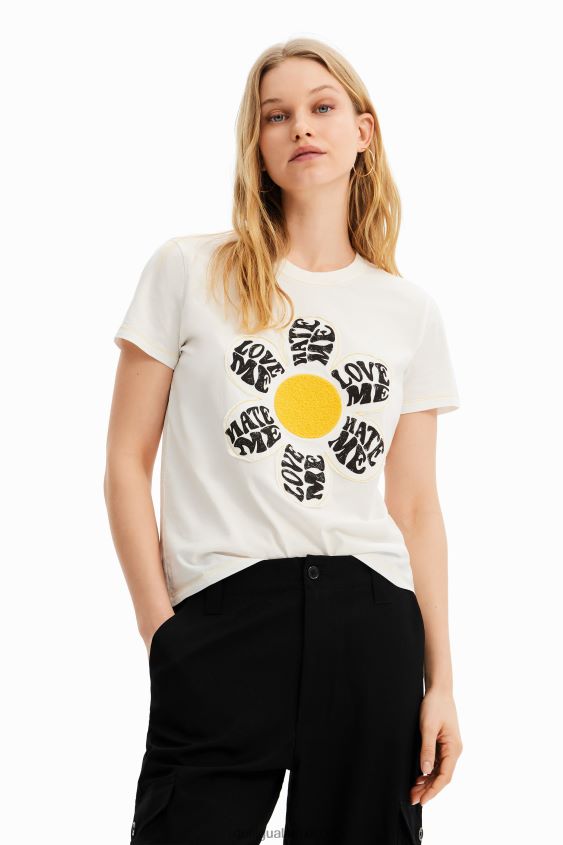 Desigual mujer camiseta con parche de margaritas VZ26R0493 ropa